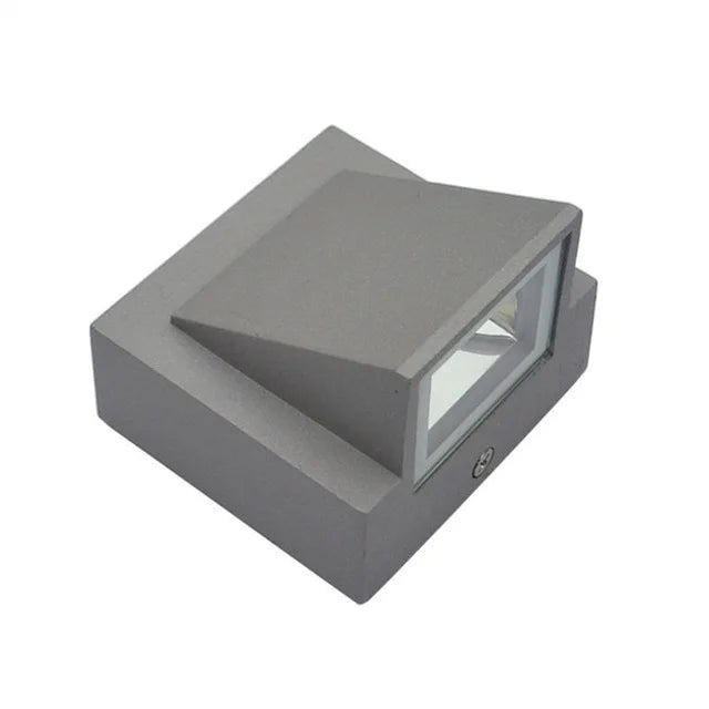 EE'S Modern Outdoor Waterproof Cool-Warm White LED Up-Down Black Square Glass Face-Brushed Nickel Aluminum Metal Body AC-Powered Courtyard Wall Landscape Pathway Lighting /Colors-Black/Gray/Silver/White