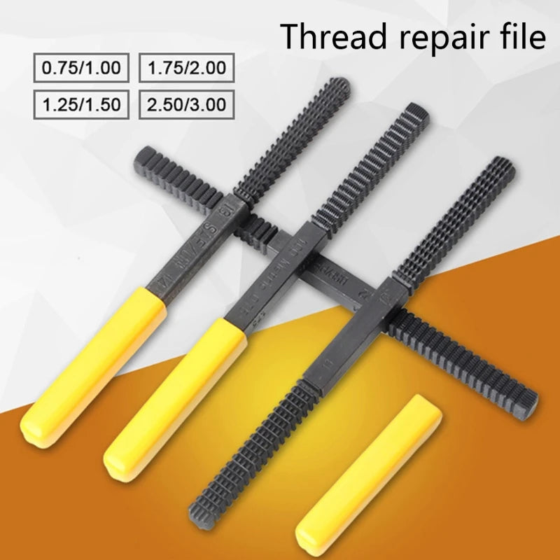 OOTDTY DIY Woodworking Mini Manuel Handheld Yellow Handle-Black Carbon Steel Thread Repair Restoration Metric-Imperial Tool FILES