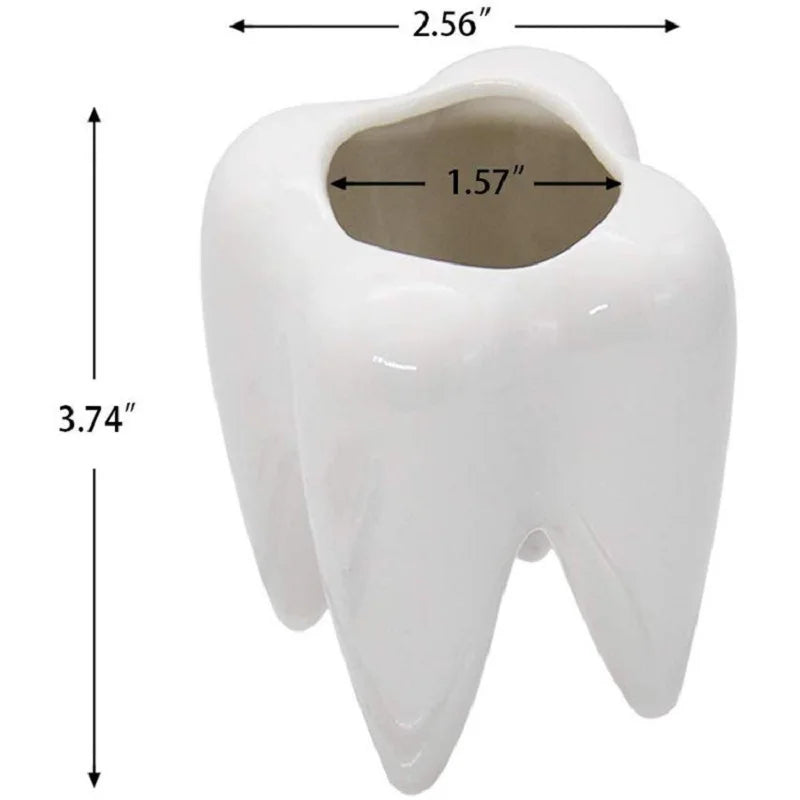 YOUYA DENTAL Indoor Ceramic Resin White Cute Smiling-Frowning Face Tooth Shaped Mini Floral Flower Pots Planters /Colors-Blue/White/Multicolor/Floral