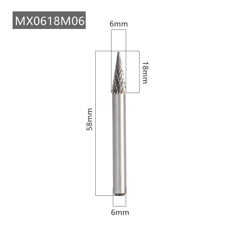 YG8 Alloy Rotary File 1Pc MX Type Double Slot Tungsten Carbide Wood Carving Grinding Head Hard Metal Milling Cutter For Copper