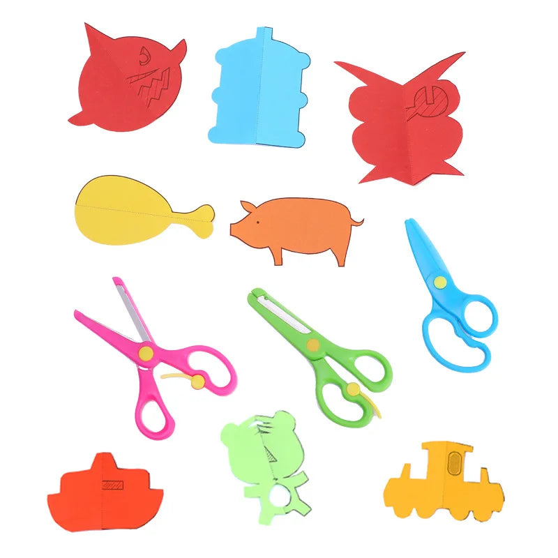 JOKEJOLLY Preschool Multicolor Kids-Safe Plastic Scissors Paper Cutting Skills Activity Books Craft Kits /Ages: 3-8 Years Old-Older /Colors-Multicolor/Red/Blue/Green/Yellow/Animal/Floral