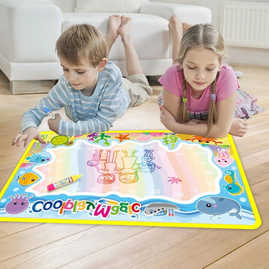 COOLPLAY Kids Double-Waterproof Multicolor Rectangle Soft Polyester Fabric TC Cotton Cloth Magic Animal Themes Rainbow Water Ink Learning Drawing Board Mats Toy Drawing Tablets /2 Pens/Just Add Water/Multicolor/Animal/Ages: 3-12 Years Old-Older
