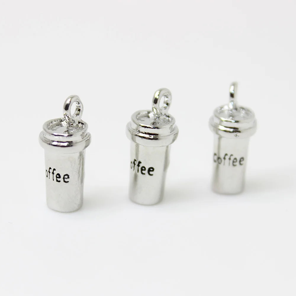 10 PCS-Pack Adults-Teens Metal Tibetan Silver-Gold 3D Coffee Cup DIY Craft Making Kit Charms Earrings