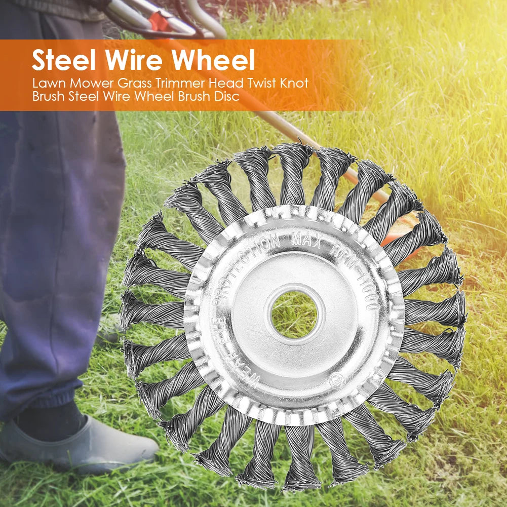 ALLOET Professional Mowers Silver Stainless Steel Round Shaped Disc Grass-Weed Trimmer Twisted Knotted Brush Trimmer Head Weed Trimmer Blades