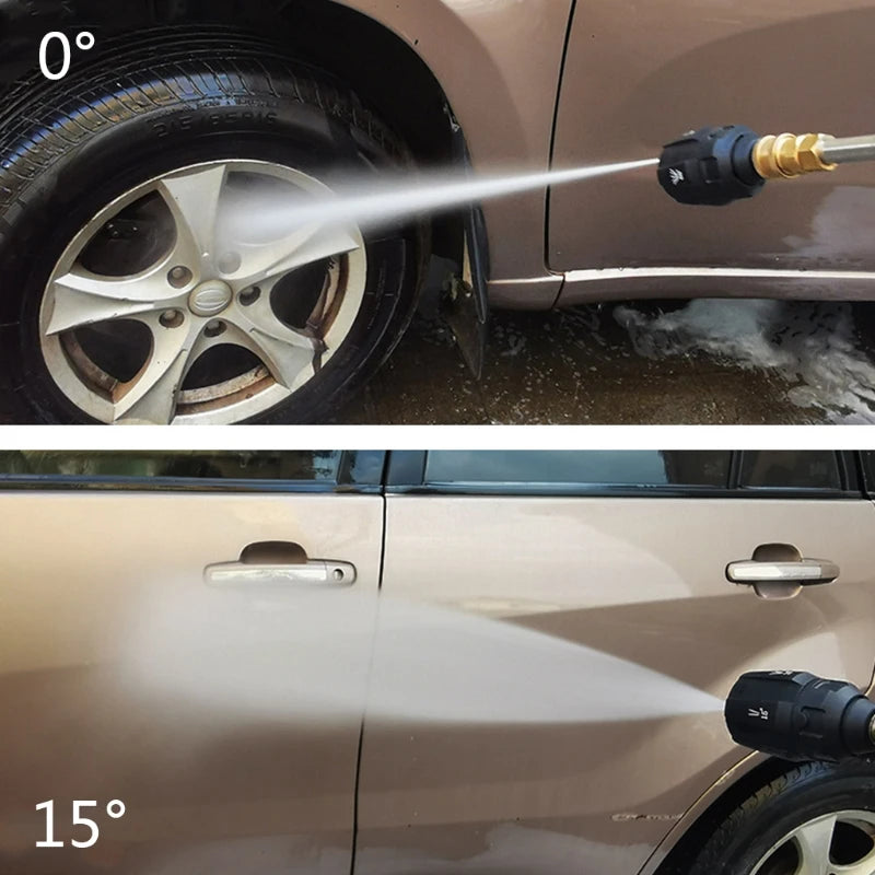 ANENG 5-In-1 High Pressure Washing 1/4 Inch Quick Connect Water Gun Interface Rotating Black Plastic-Silver Stainless Steel Metal Clean Washing Nozzles