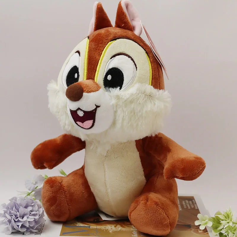 HEROCROSS 2 PCS Adults Disney's Chip-Dale Chipmunk Movie-TV Soft Plush Synthetic Polyester Fabric Brown-White Belly-Black Stripe On Back Stuffed Animal Toys Sets/Ages:18 Years Old-Adults /Colors-Brown/Animal/Black/Red/Yellow/White