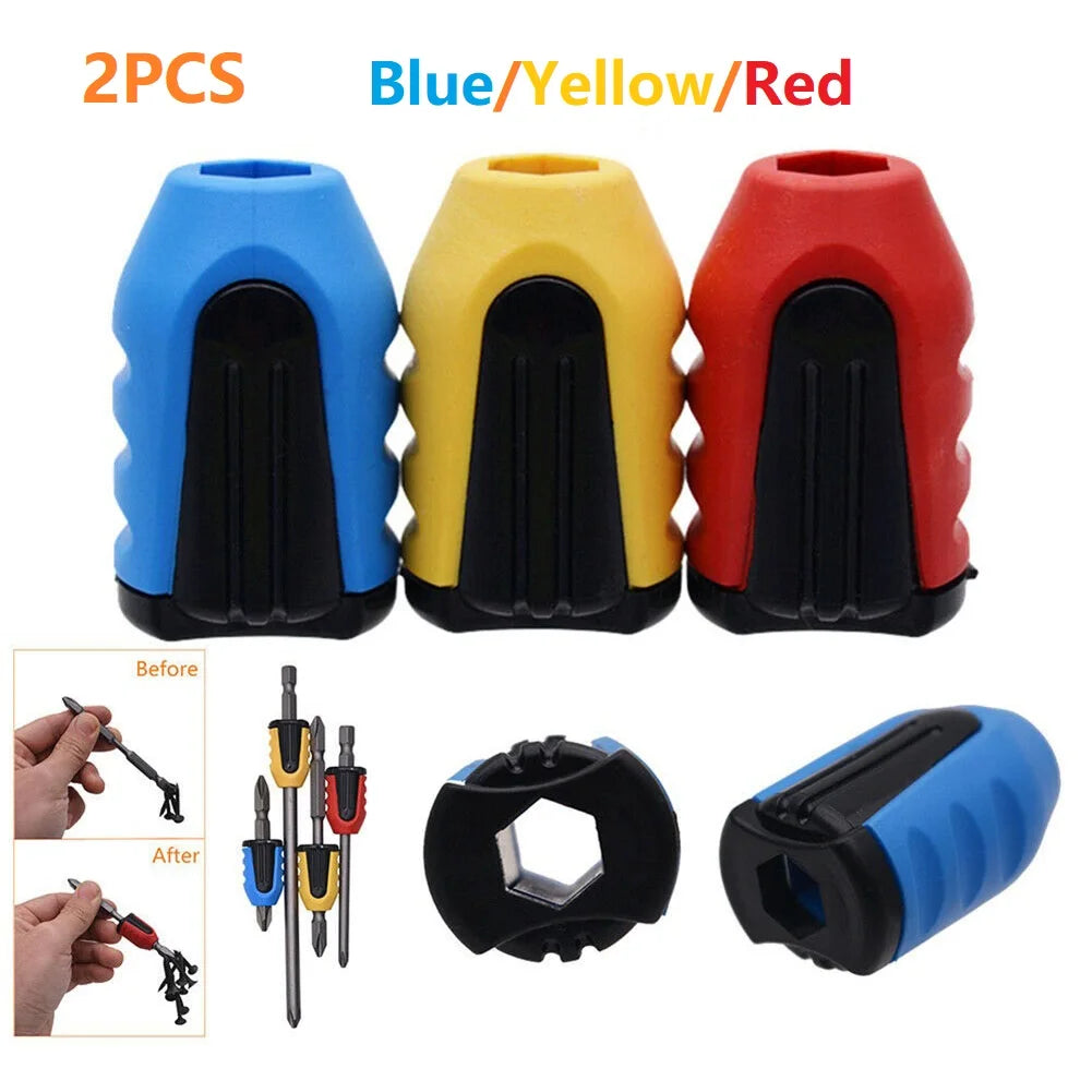 2 PCS Mini Multicolor Non-Slip Explosion-Proof Slotted-Phillips Screwdriver Plastic Double-Head Magnetizer Ring For Bits Sets/Colors-Blue/Black/Yellow/Red/Multicolor