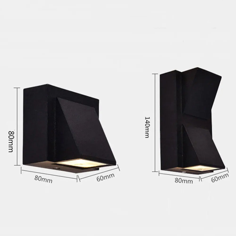 EE'S Modern Outdoor Waterproof Cool-Warm White LED Up-Down Black Square Glass Face-Brushed Nickel Aluminum Metal Body AC-Powered Courtyard Wall Landscape Pathway Lighting /Colors-Black/Gray/Silver/White