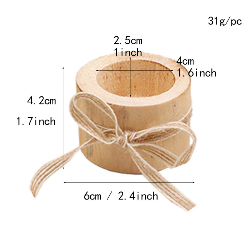 No-EN-Name-Null Modern Brown-Beige Solid Wood Small Tree Logs Design Matching Cup Tealight Candle Holders