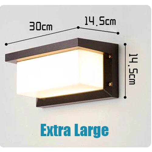 GAVT Outdoor Modern Waterproof EXTRA LARGE Black Rectangle Shaped Aluminum Metal Body Warm-Cool White LED Light Radar Motion Sensor Intelligent Light Control Wall Light Fixtures