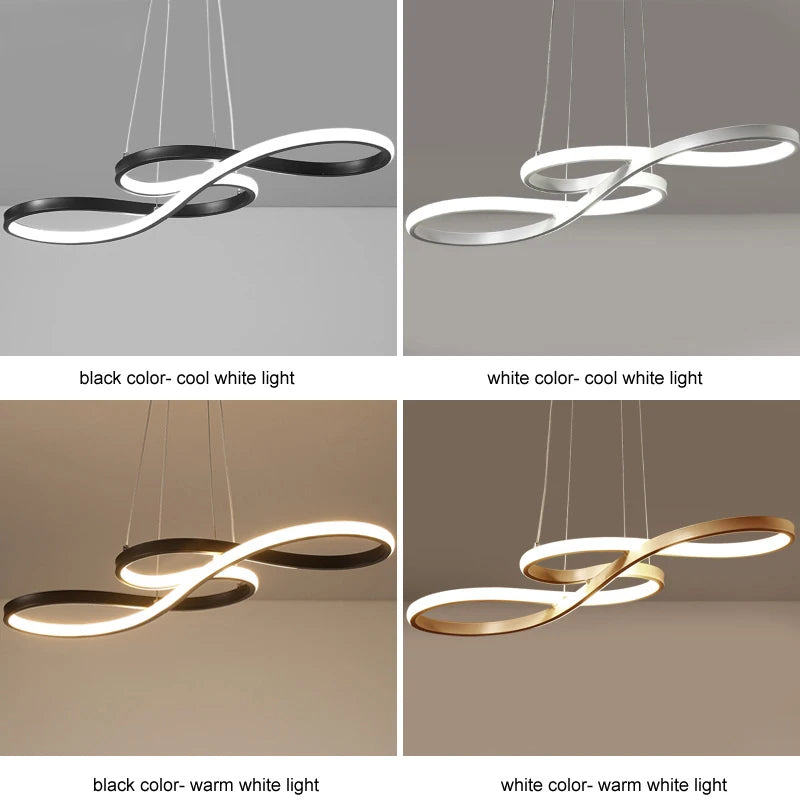 LUDENGCHAOSHI Modern Adjustable Height Kitchen Island Aluminum Acrylic Metal Brushed Nickel Finish Pendant Remote Control Dimmable Cool-Warm-Daylight White LED Cord Pendant Hanging Ceiling Light Fixtures/Colors-Black/Gold/White/Bulbs Included