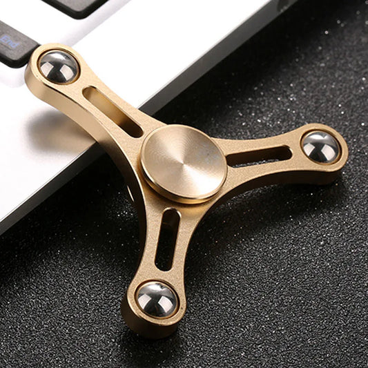 MUQGEW Kids-Adults All-Metal Anti-Stress Autism-ADHD Tri-Spinner Fidget Hand Toys/ Ages: 3-15 Years Old + Older/Colors-Gold/Black/Silver/Blue/Pink