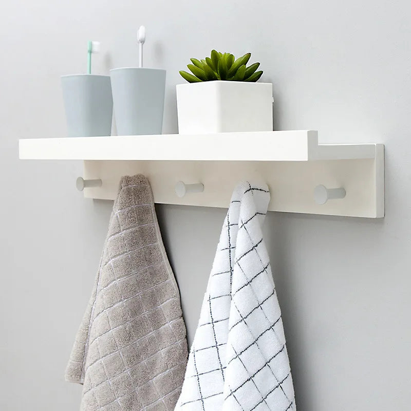 WOYIHO Home Decor Bamboo Wood White-Black Floating Wall-Mounted Coats-Hats Racks/Colors-White/Beige/Brown/Multicolor