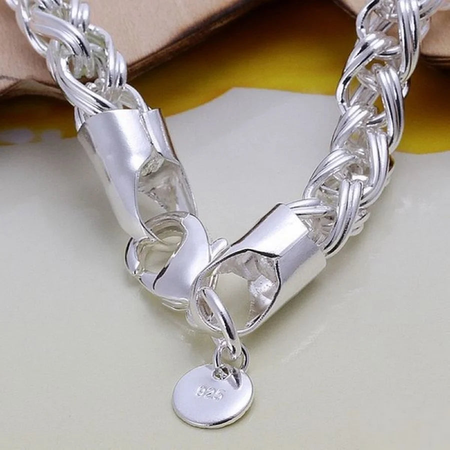 LIHONG Adult Unisex Fine Imitation Sterling Silver-Plated Round Metal Rope Bracelets