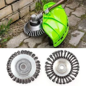 UZZDSS Outdoor Gray-Silver Steel Metal Round Wire Wheel Brush-Weed Trimmer Spools