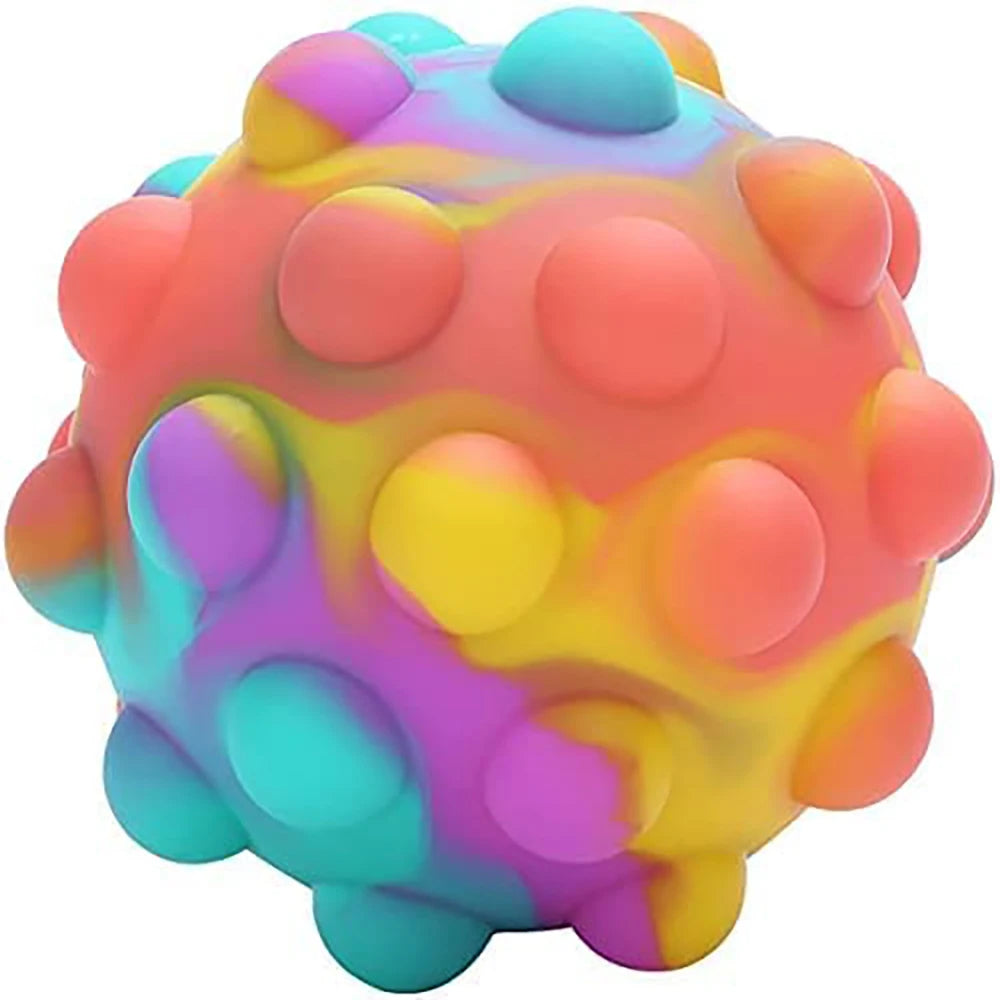 QLFAN Kids-Adults Safe-Tasteless Multicolor Silicone 3D Stress Relieving Squeeze Push Bubble Pop Bouncy Ball Sensory Toys / Ages: 3-18 Years Old + Older/Colors-Multicolor/Green/Yellow/Pink