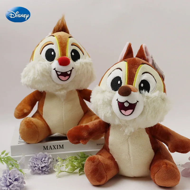 HEROCROSS 2 PCS Adults Disney's Chip-Dale Chipmunk Movie-TV Soft Plush Synthetic Polyester Fabric Brown-White Belly-Black Stripe On Back Stuffed Animal Toys Sets/Ages:18 Years Old-Adults /Colors-Brown/Animal/Black/Red/Yellow/White