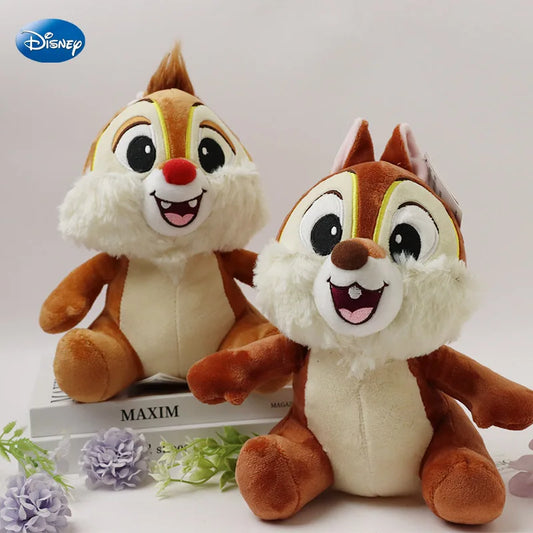 HEROCROSS 2 PCS Adults Disney's Chip-Dale Chipmunk Movie-TV Soft Plush Synthetic Polyester Fabric Brown-White Belly-Black Stripe On Back Stuffed Animal Toys Sets/Ages:18 Years Old-Adults /Colors-Brown/Animal/Black/Red/Yellow/White