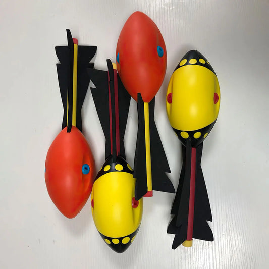 JUSENDA Kids Outdoor Multicolor Polyurethane Foam Rocket Missile Dart Flight Gliding Football Shaped Fun Sport Toys/Ages: 3 Years Old + Older/Colors-Red/Black-Yellow/Black/Dots/Striped/Multicolor