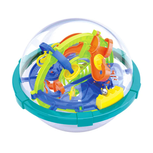 MENGWOHA Kids 3D Disentanglement Clear Plastic Round Dome Shaped Multicolor Parts Inside 100 Steps IQ Magic Maze Marble Ball Mechanical Puzzle Toys/Ages 6-12 Years Old/Color-Blue/Geometric/Multicolor