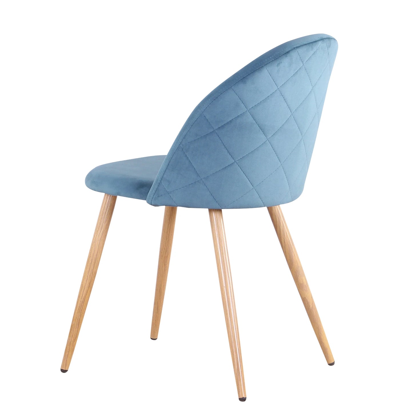 EGOONM 2 PCS Modern Upholstered Padded Thick Soft Pink-Blue Velvet Upholstery Fabric Cushions Anti-Slip-Anti-Scratch Chrome-Plated Wire Metal Base Non-Marking Plastic Feet Four Oak Wood Colored Metal Legs Kitchen-Dining Room Chairs Sets
