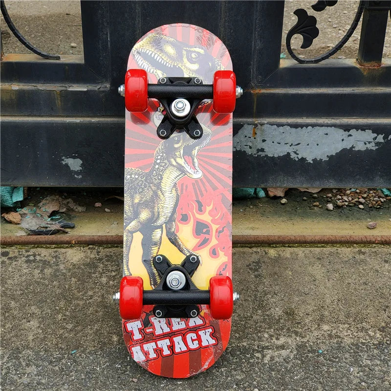 PENGGUE Kids Customized Chinese Maple Wood Double Rocker Cute Cartoon Animal Stickers 17 Inch Classic Longboard Skateboards/ Size: 43cm Length x 12.5 Width x 8cm Height/Colors-Blue/Green/Red/Multicolor/Animal