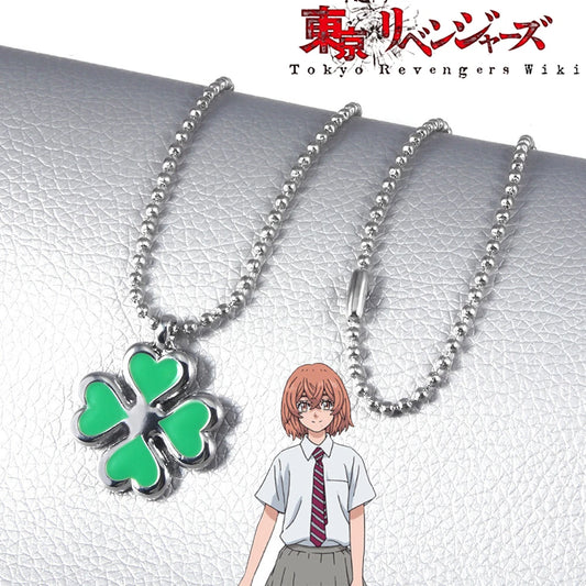 SONGCHANG Adult Women-Teen Girls Imitation Silver Metal Alloy Trim Green Four Leaf Clover Pendant Link Chain Necklaces/Colors-Black/Geometric