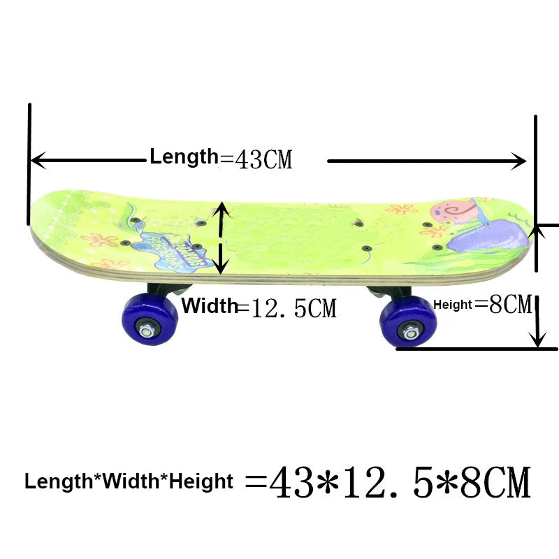 PENGGUE Kids Customized Chinese Maple Wood Double Rocker Cute Cartoon Animal Stickers 17 Inch Classic Longboard Skateboards/ Size: 43cm Length x 12.5 Width x 8cm Height/Colors-Blue/Green/Red/Multicolor/Animal