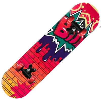 PENGGUE Kids Outdoor Double-Sided Cartoon Dinosaur-Spiderman Longboard Marple Wood-Nylon PVC-Metal  Double Rocker Skateboards/Ages: 2-8 Years Old /Colors-Blue/Black/Red/Multicolor/Animal/Plastic Wheels