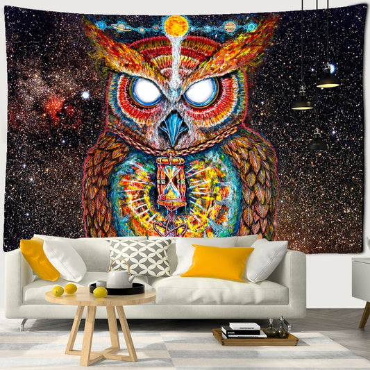 Colorful 100% Polyester Owl Tapestry/Multicolor