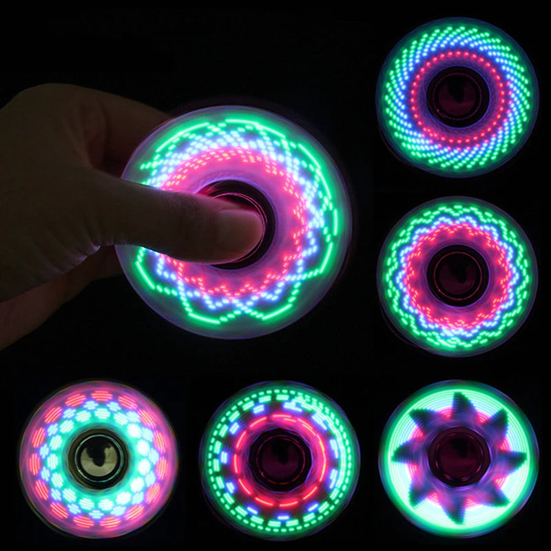 NULL Teens-Adults Geometric Multicolor Plastic Six Different LED Lights Colors Glow-In-The-Dark Hand Spinning Anxiety-Stress Relief Fidget Toys/Ages: 13-18 Years Old-Adults/Colors-Red/Pink/Blue/Green/Gold/Silver/White/Multicolor/Geometric