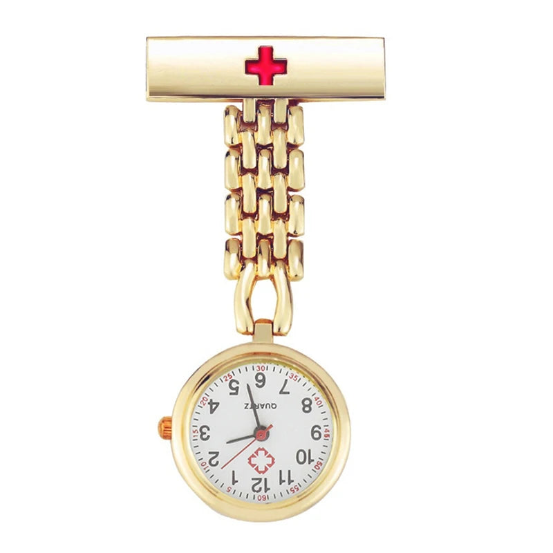 No-EN-Name-Null Gold-Silver Plated Round Metal Alloy Case Acrylic Face Lapel Pin Nurses Fob Pocket Watches