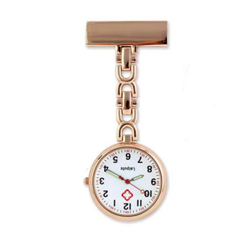 No-EN-Name-Null Gold-Silver Plated Round Metal Alloy Case Acrylic Face Lapel Pin Nurses Fob Pocket Watches