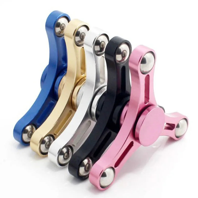 MUQGEW Kids-Adults All-Metal Anti-Stress Autism-ADHD Tri-Spinner Fidget Hand Toys/ Ages: 3-15 Years Old + Older/Colors-Gold/Black/Silver/Blue/Pink