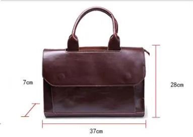 No-EN-Name-Null Women Modern Brown Rectangle Shaped Hard Faux Leather Metal Zipper A4 File Document Bag Polyester Lining Built-In 14 Inch Laptop Compartment One Shoulder Soft Straps-Two Soft Handles Business Briefcases/ Colors-Black/Brown/Gray