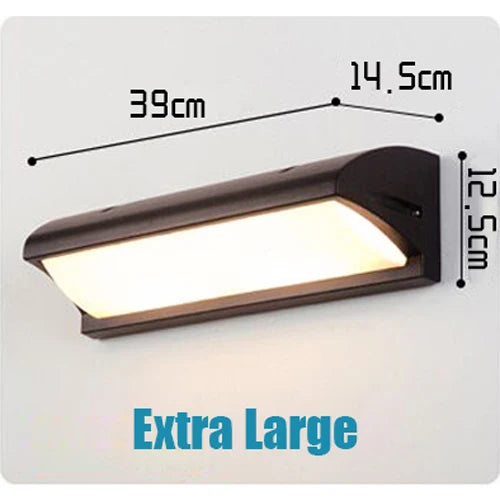 GAVT Outdoor Modern Waterproof EXTRA LARGE Black Rectangle Shaped Aluminum Metal Body Warm-Cool White LED Light Radar Motion Sensor Intelligent Light Control Wall Light Fixtures