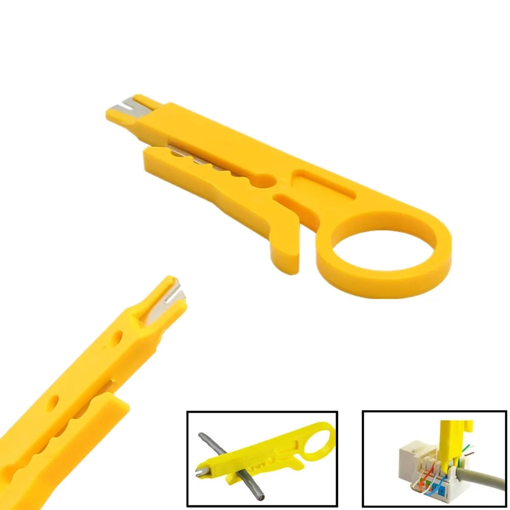 GOOGZON Mini Handheld Plastic Yellow-Orange Portable Cable Insulation Metal Knives Wire Strippers