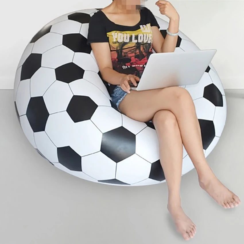 ZJMZYM Modern Indoor Soccer Ball-Basketball Sport Theme Round Shaped Vinyl Upholstery Inflatable Durable PVC Plastic PS Synthetic Multicolor Polyester One Person Lazy Bean Bag Chairs /Colors-Orange/Black/White/Multicolor/Geometric