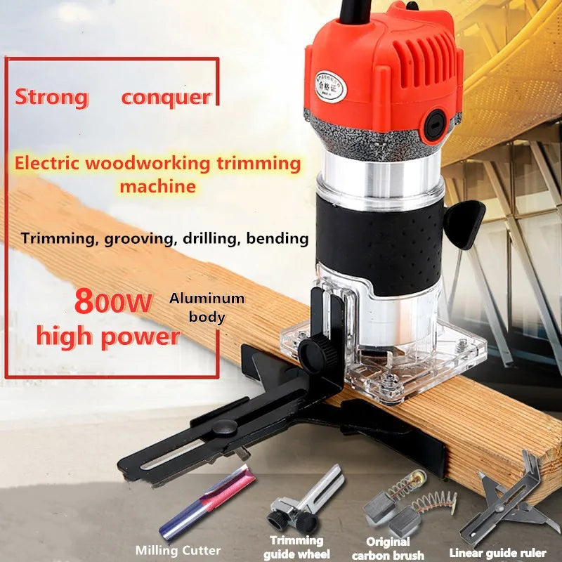 AZIYUHEA Woodworking 15 PCS Milling Cutters Red-Silver-Clear Plastic-Black Body 220V Aluminum Metal 800W Power Input Electric Trimming Router Accessories/Colors-Multicolor/Red/Silver/Clear/Black