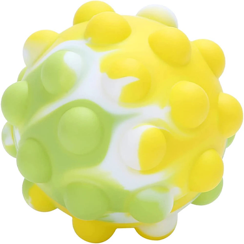 QLFAN Kids-Adults Safe-Tasteless Multicolor Silicone 3D Stress Relieving Squeeze Push Bubble Pop Bouncy Ball Sensory Toys / Ages: 3-18 Years Old + Older/Colors-Multicolor/Green/Yellow/Pink