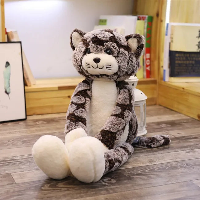 GFNANHAI Adults Kawaii Soft Plush Fluffy Polyester Cotton Fabric Long Leg Brown Cat Shaped Stuffed Animals Toys/18 Years Old +/Colors-Red/Brown/Gray/Checkered/Striped /Heights: 50 cm/ 70cm /90cm