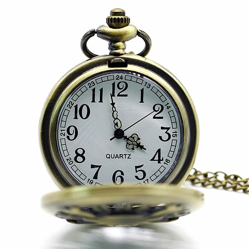SHUHANG Adults Antique Quartz Analog Display Round Bronze-Silver Stainless Steel Metal Case Plastic Face Japanese Cartoon Pirate Hat-Skull-Crossbones-One Piece Film Gold Theme Sweater Chain-Pocket Watches