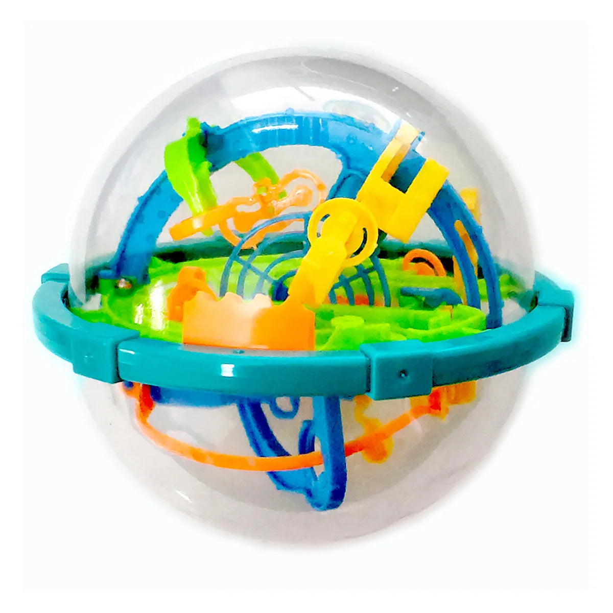 MENGWOHA Kids 3D Disentanglement Clear Plastic Round Dome Shaped Multicolor Parts Inside 100 Steps IQ Magic Maze Marble Ball Mechanical Puzzle Toys/Ages 6-12 Years Old/Color-Blue/Geometric/Multicolor