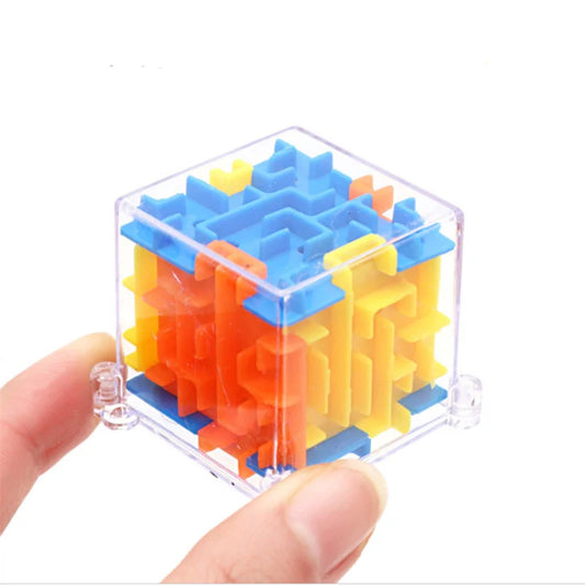 100 Steps Clear Transparent Plastic Mini 3D Sudoku Puzzle Labyrinth Maze Square Cube Steel Balls Game Toys/Ages: 2-18 Years Old Adults/Colors-Blue/Orange/Yellow/White/Multicolor//