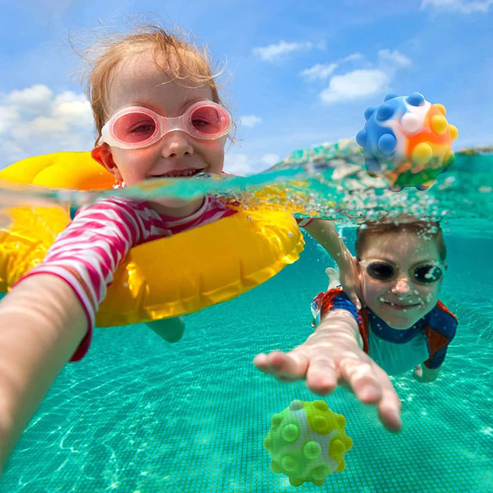 QLFAN Kids-Adults Safe-Tasteless Multicolor Silicone 3D Stress Relieving Squeeze Push Bubble Pop Bouncy Ball Sensory Toys / Ages: 3-18 Years Old + Older/Colors-Multicolor/Green/Yellow/Pink