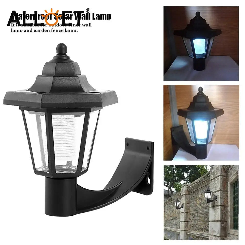SHUNMAII Outdoor Waterproof Hexagonal Six Clear Transparent Lampshades White-Black Plastic Body Solar-Powered LED Motion Light Sensor Wall-Mounted Cool White Emergency Landscape Pathway Lighting