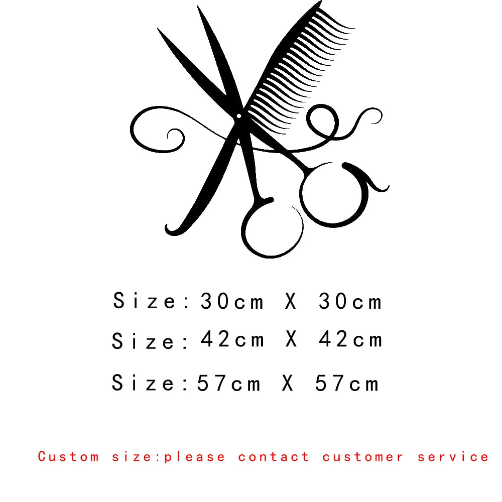 No-EN-Name-Null Modern Fashion Matte Black Vinyl Scissor-Comb Barber Shop Wall Art Home Decor Decals/Colors-Black/Red/Multicolor