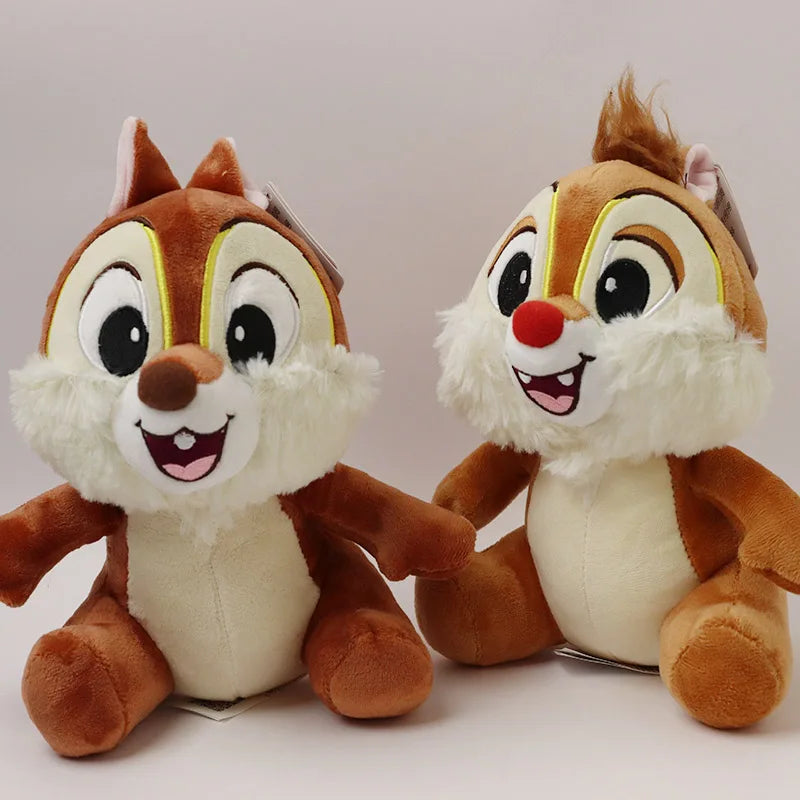 HEROCROSS 2 PCS Adults Disney's Chip-Dale Chipmunk Movie-TV Soft Plush Synthetic Polyester Fabric Brown-White Belly-Black Stripe On Back Stuffed Animal Toys Sets/Ages:18 Years Old-Adults /Colors-Brown/Animal/Black/Red/Yellow/White