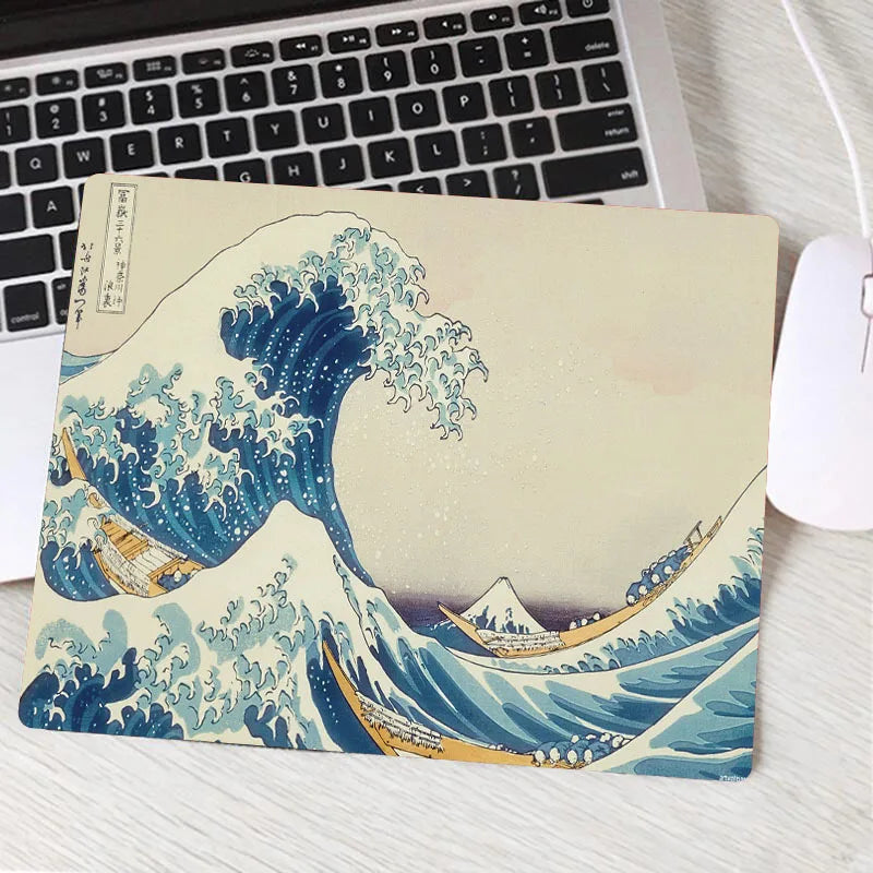 TWTOWO Modern Flat Multicolor Rectangle Shaped Stitched Edges Beach-Sea-Ocean-Landscape-Nature Themes With Wrist REST Rubber Anti-Slip Base Gaming Mouse Pads/Colors-Brown/Blue/Beige/Orange/Multicolor