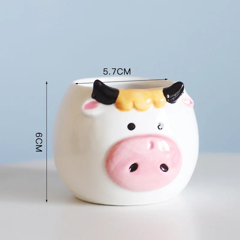 Ceramic Animal Potted Creative Cute Animal Succulent Plant Small Flower Pot Cute Desktop Art Ornaments Giraffe Panda Flower Vase